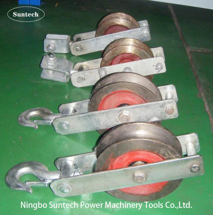 Distribution Stringing Blocks SHT Grounding Wire Stringing Blocks / 20KN Cast Steel Sheave Stringing ...