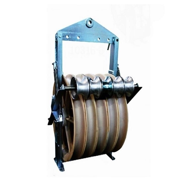 Construction Works Stringing Power Conductor Cable Pulley Block