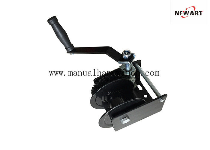 Poultry Wall Mounted Worm Gear Hand Winch 600kg Single Drum Black Plated