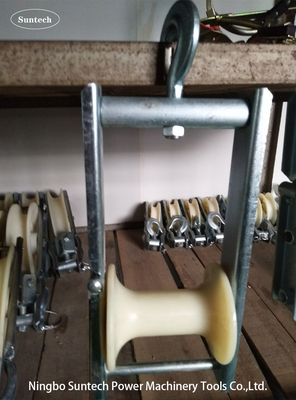 Nylon Roller Aerial Cable Conductor Stringing Blocks 5 KN Galvanzied Frame