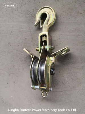 Transmission Lines Dual Sheave Iron Hoisting Tackle With Both Side Opening QHS 50KN