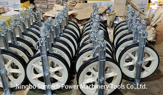 MC Nylon Wheels Conductor Stringing Pulley Blocks With Galvanized Steel Frame