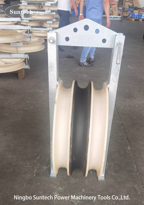 80kN OD 660mm Nylon Sheave Conductor Stringing Blocks For Transmission Line