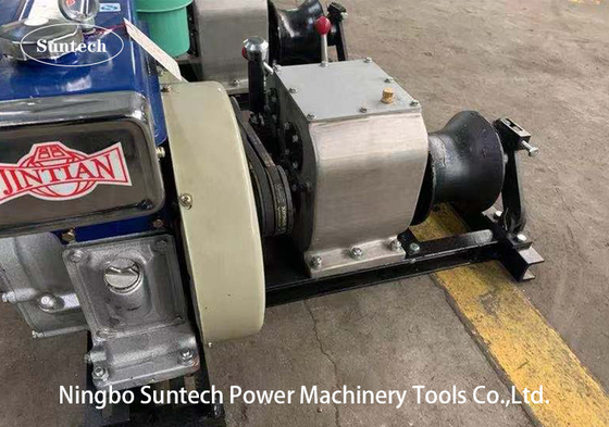 Overhead Line Diesel Engine Cable Winch Puller With Belt Driven