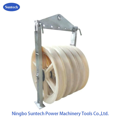 MC Nylon Wheels Conductor Stringing Pulley Blocks With Galvanized Steel Frame