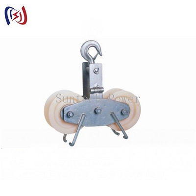 Front And Rear Wheels Tandem Sheave Stringing Block Nylon Sheave Galvanized  Frame