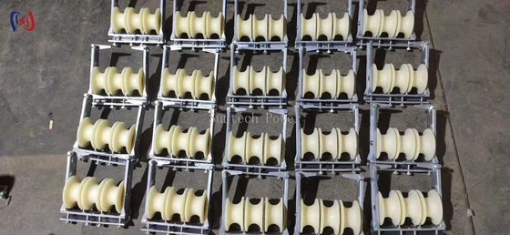 Three Nylon Sheaves Overhead Line Conductor Stringing Blocks Stringing Of Transmission Line