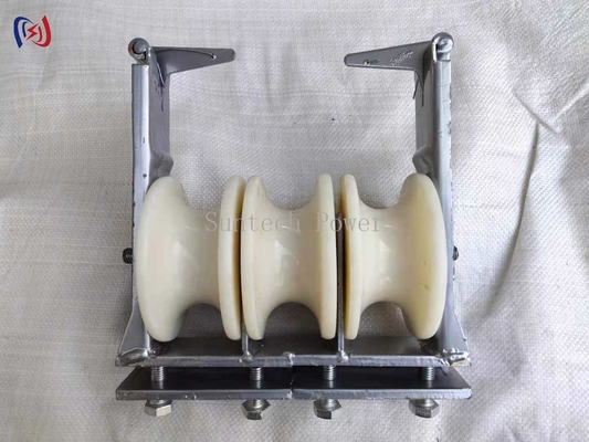 Three Nylon Sheaves Overhead Line Conductor Stringing Blocks Stringing Of Transmission Line
