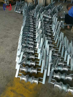 Three Nylon Sheaves Overhead Line Conductor Stringing Blocks Stringing Of Transmission Line