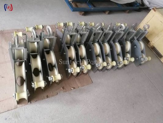 Four Sheaves Combined Block Heavy Duty Pulley System For Power Transmission Line Construction