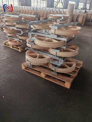Conductor Stringing Block with 760x120x480mm Outline Size, 50-150KN Rated Load, and R570 Bend Radius for High Tension Stringing