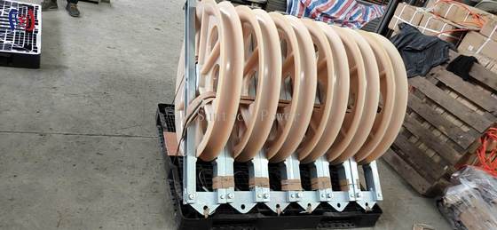 Conductor Stringing Block with 760x120x480mm Outline Size, 50-150KN Rated Load, and R570 Bend Radius for High Tension Stringing