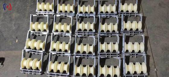 Heavy Duty Three Sheaves Stringing Block for Bundle Conductor Installation with 5KN Rated Load