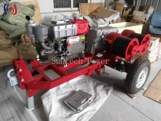 Professional 6.3-9KW Double Drum Winch with 2000-3600RPM Speed for Simultaneous Cable Pulling and Tensioning in Power Line Work