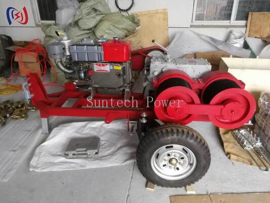 Professional 6.3-9KW Double Drum Winch with 2000-3600RPM Speed for Simultaneous Cable Pulling and Tensioning in Power Line Work