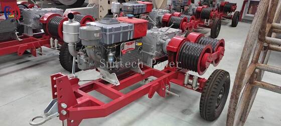 Professional 6.3-9KW Double Drum Winch with 2000-3600RPM Speed for Simultaneous Cable Pulling and Tensioning in Power Line Work