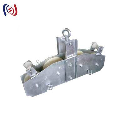 OPGW Stringing Block with 10KN Rated Load R570 Bend Radius for Fiber Optic Cable Installation Four Sheaves Combined