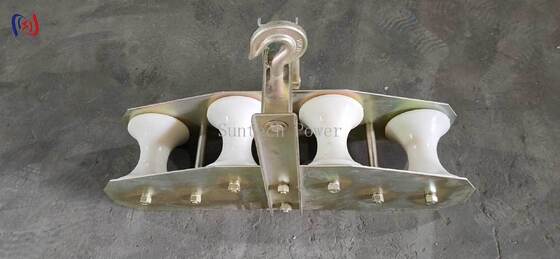 OPGW Stringing Block with 10KN Rated Load R570 Bend Radius for Fiber Optic Cable Installation Four Sheaves Combined