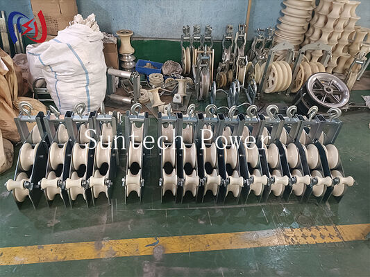 OPGW Stringing Block with 10KN Rated Load R570 Bend Radius for Fiber Optic Cable Installation Four Sheaves Combined