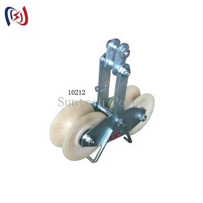 Tandem Sheave Stringing Block 25KN for Bundle Conductors with Aluminium Sheave