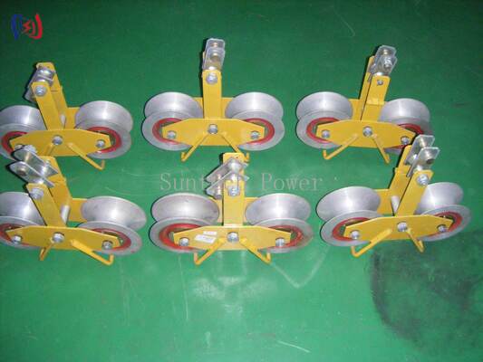 Tandem Sheave Stringing Block 25KN for Bundle Conductors with Aluminium Sheave