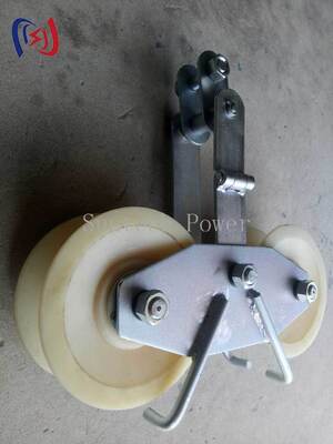 Tandem Sheave Stringing Block 25KN for Bundle Conductors with Aluminium Sheave