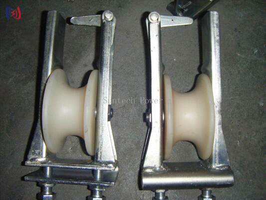 Double Sheave Stringing Block for 25-400mm Conductors with 5-20KN Load and Galvanized Steel Frame
