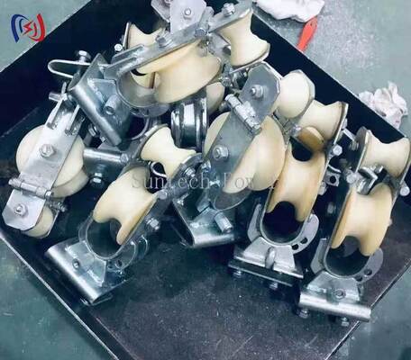 Aluminum/Nylon Sheave 20KN Conductor Stringing Block for Three Direction Transmission Stringing