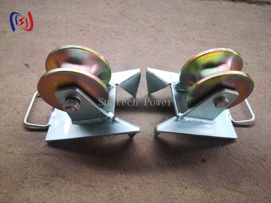 SH130S 10KN Galvanized Pithead Cable Roller Pulley with Triangle Sheave Configuration for Underground Cable Pulling