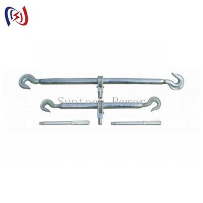 Dual Hook Steel Turnbuckle with 5-100KN Rated Load, Hot-dip Galvanized Finish, and Adjustable Distance 250-600mm for Power Line Tensioning