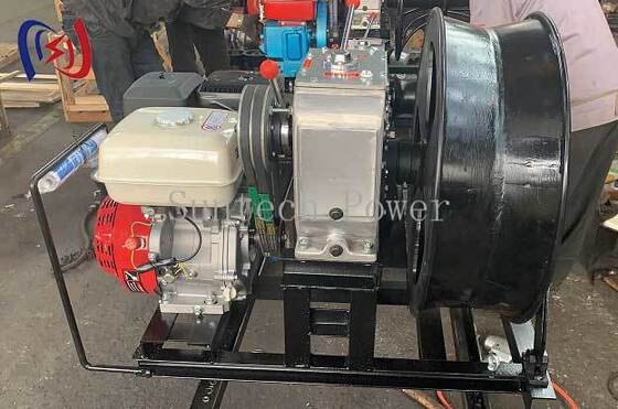 1.25T Tractive Force 9HP Gasoline Engine Cable Take Up Machine Two Forward Gears Plus Reverse Cable Winch Puller