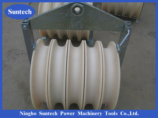 Four Bundled Five Nylon Sheaves Conductor Stringing Pulley For Transmission Line