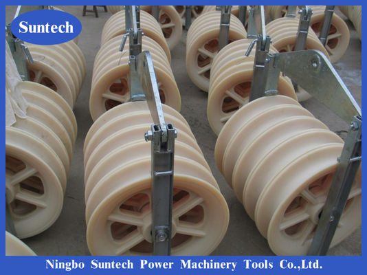 Four Bundled Five Nylon Sheaves Conductor Stringing Pulley For Transmission Line