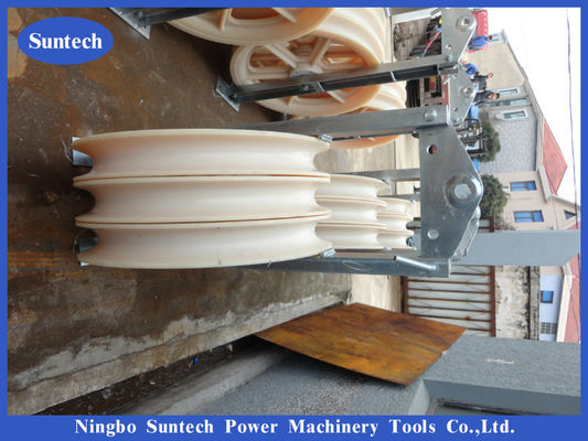 660x100mm Galvanized Steel Frame Nylon Sheaves Stringing Conductor Pulley Block