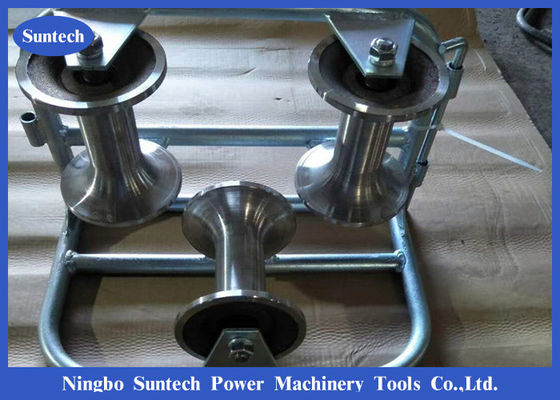 Triple Corner Ground 140mm Cable Pulling Rollers With Aluminum Alloy Wheels