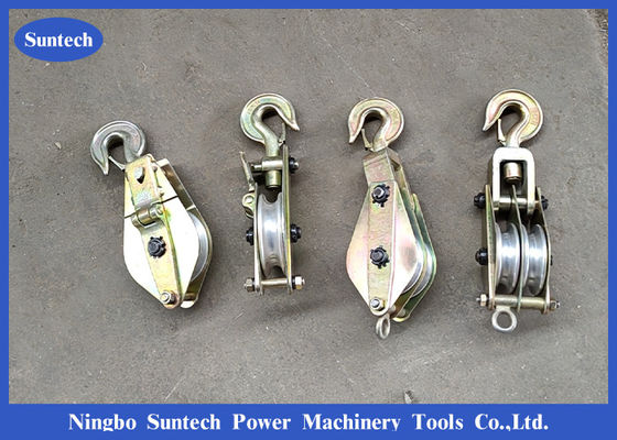 Three Wheels Steel Hoisting Pulley Tackle 2T For Erecting Pole