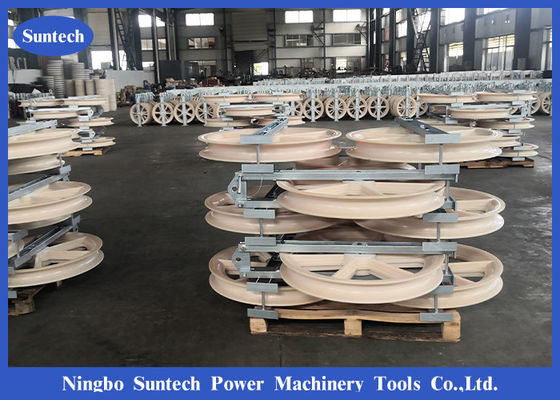 Overhead Power Line Triple Aluminum Wheel Conductor Stringing Blocks