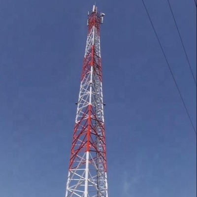 3 Legs Angular 330KV Telecommunication Steel Tower With Hot Dip Galvanized Brackets