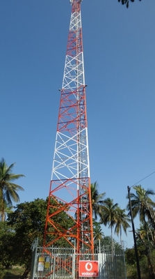 Three Legged Angular 33KV Telecommunication Steel Tower With Antenna & Mw Brackets