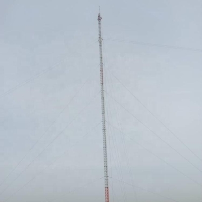 0 - 200m Steel Galvanized Guyed Mast Tower With Brackets Lightning Rod