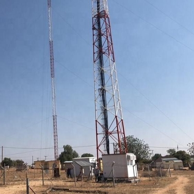 0 - 200m Steel Galvanized Guyed Mast Tower With Brackets Lightning Rod