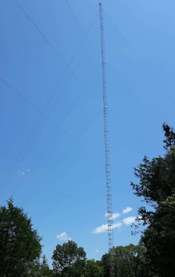 0 - 200m Steel Galvanized Guyed Mast Tower With Brackets Lightning Rod