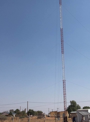 Guyed Mast Lattice Telecommunication Steel Tower With Galvanized 72m 92m
