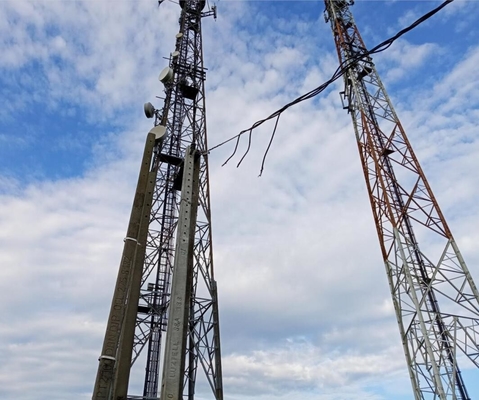 50m Hot Dip Galvanized Steel Angle Tubular Tower With Bracket Fall Arrest